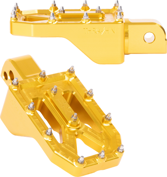 Thrashin Supply Gold Aggressor Rear Foot Pegs for 2018-2025 Harley Softail