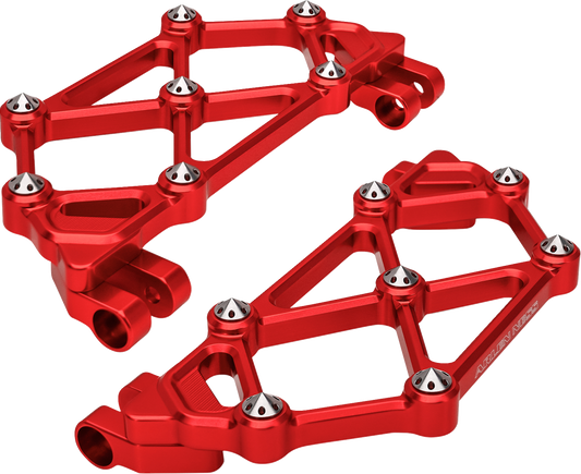 Arlen Ness Mini Diamond Red Driver Floorboards 1982-2025 Harley Touring Softail
