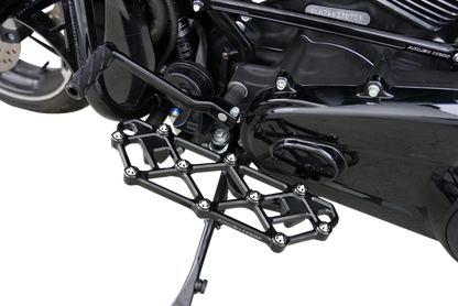 Arlen Ness Diamond Black Driver Floorboards for 1982-25 Harley Touring Softail