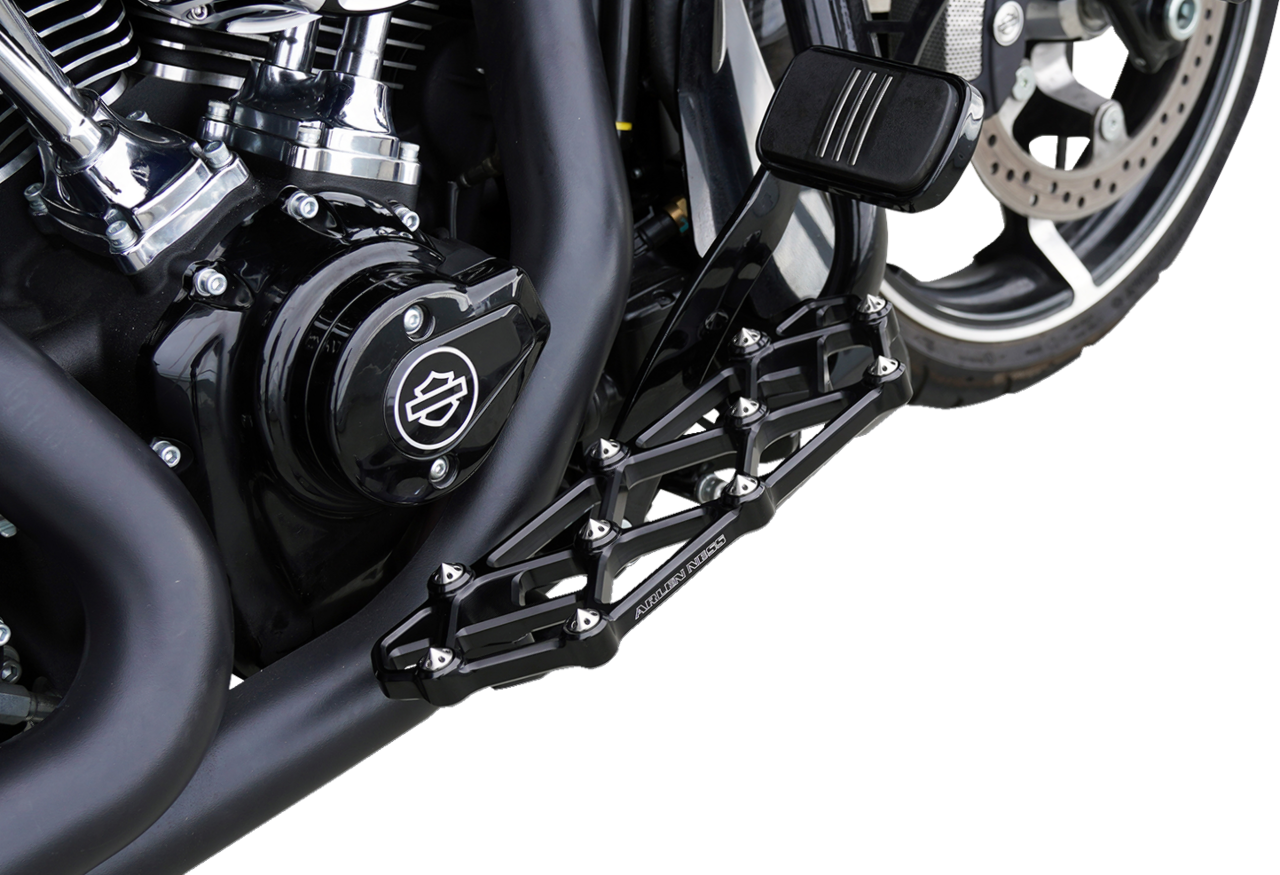 Arlen Ness Diamond Black Driver Floorboards for 1982-25 Harley Touring Softail