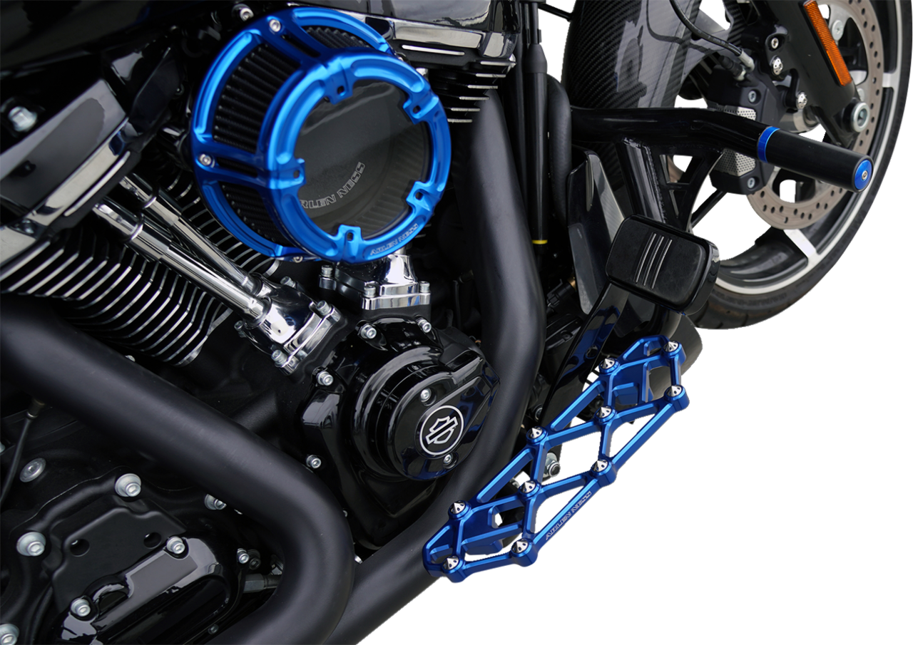 Arlen Ness Diamond Blue Driver Floorboards for 1982-2025 Harley Touring Softail