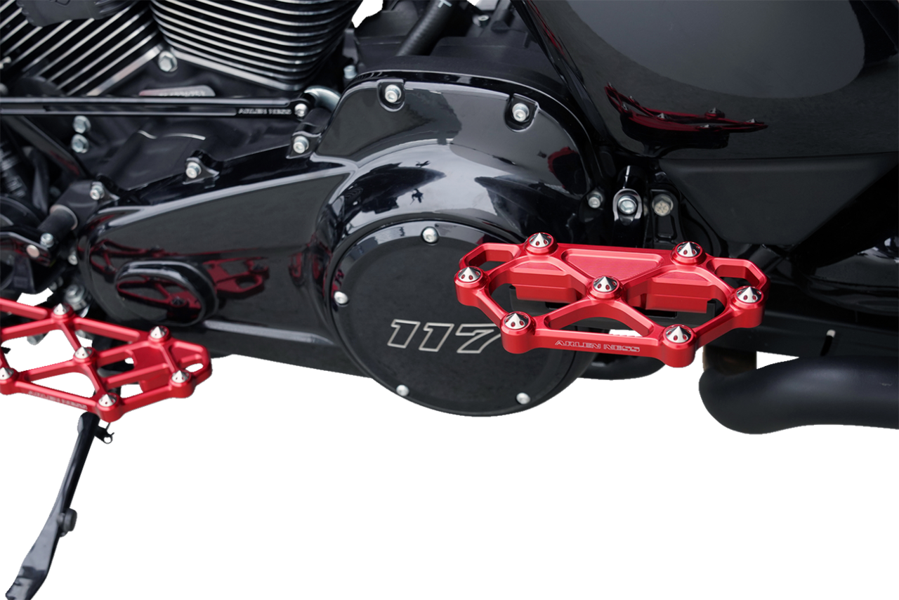 Arlen Ness Diamond Red Passenger Floorboards for 1982-25 Harley Touring Softail