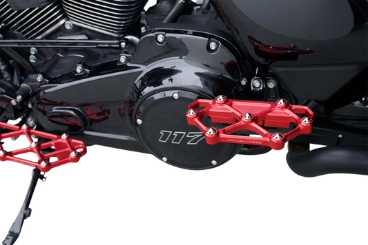 Arlen Ness Diamond Red Passenger Floorboards for 1982-25 Harley Touring Softail