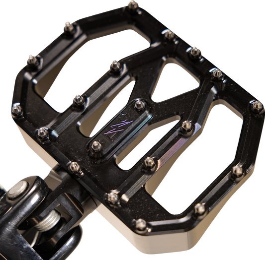 Thrashin Black Mini Aggressor Rear Floorboards for 1972-2025 Harley FXD FXR