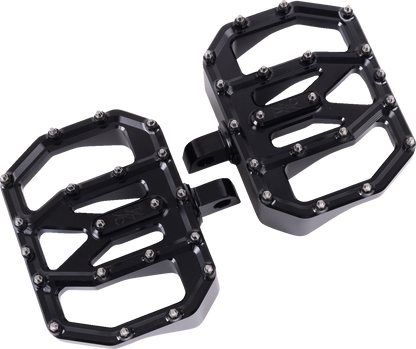 Thrashin Black Mini Aggressor Rear Floorboards for 1972-2025 Harley FXD FXR