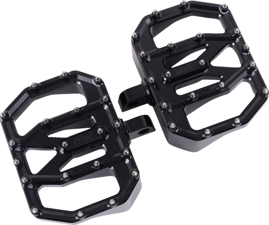 Thrashin Black Mini Aggressor Rear Floorboards for 1972-2025 Harley FXD FXR