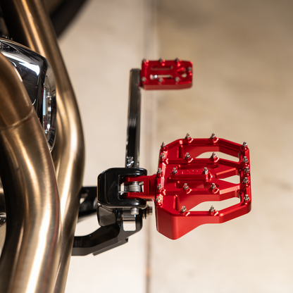 Thrashin Red Mini Aggressor Rear Floorboards for 1972-2025 Harley FXD FXR