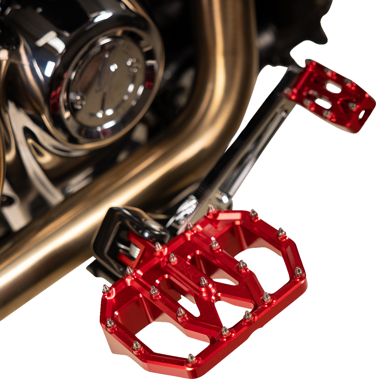 Thrashin Red Mini Aggressor Rear Floorboards for 1972-2025 Harley FXD FXR