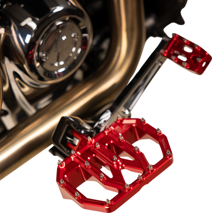 Thrashin Red Mini Aggressor Rear Floorboards for 1972-2025 Harley FXD FXR