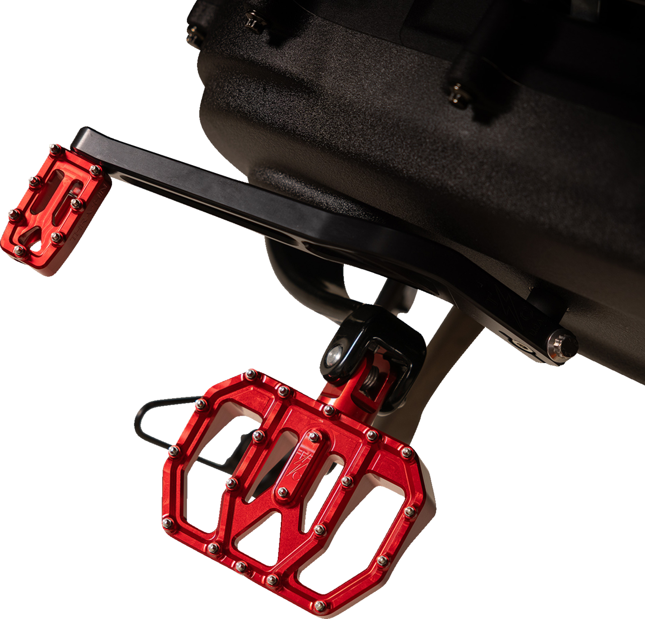 Thrashin Red Mini Aggressor Rear Floorboards for 1972-2025 Harley FXD FXR