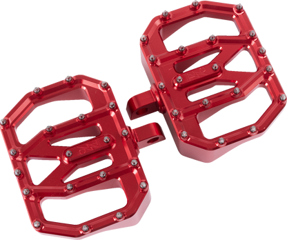 Thrashin Red Mini Aggressor Rear Floorboards for 1972-2025 Harley FXD FXR