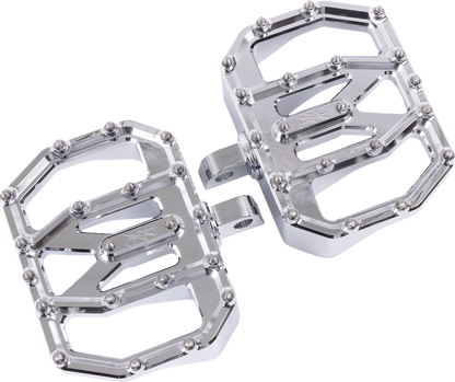 Thrashin Chrome Mini Aggressor Rear Floorboards for 1972-2025 Harley FXD FXR