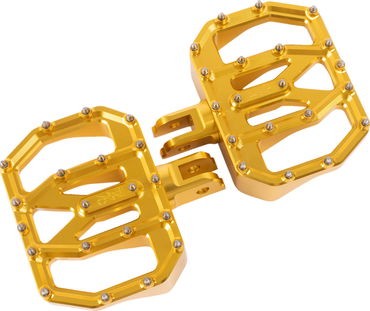 Thrashin Gold Mini Aggressor Front Floorboards for 2018-2025 Harley Softail