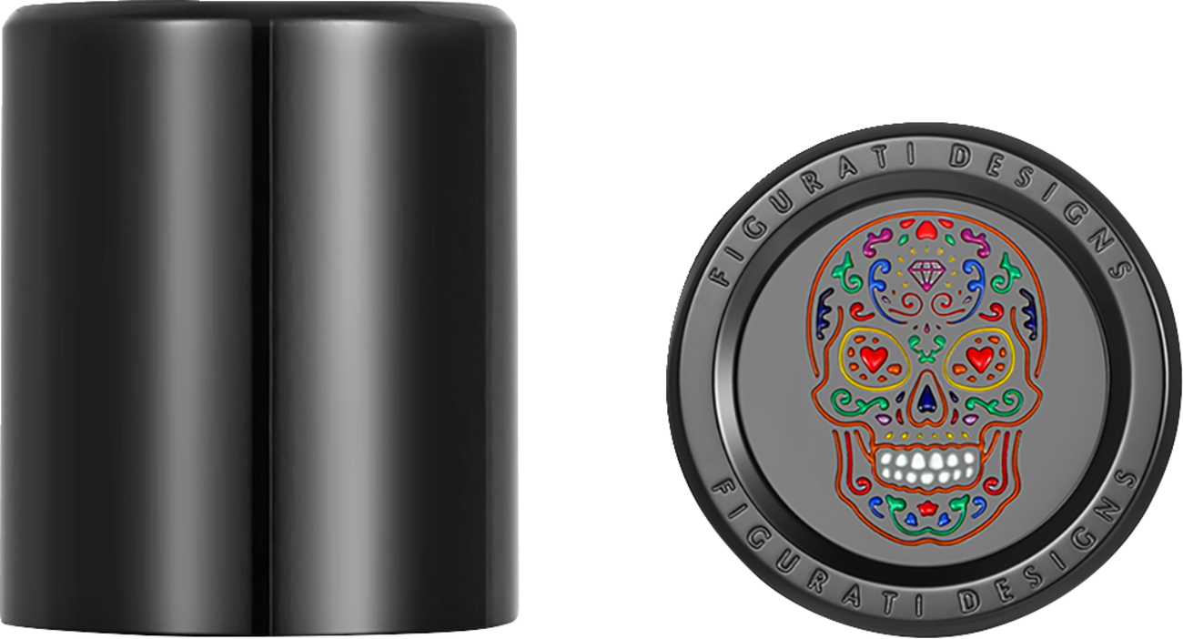 Figurati Designs Black Sugar Skull Medium Docking Hardware Covers for Harley