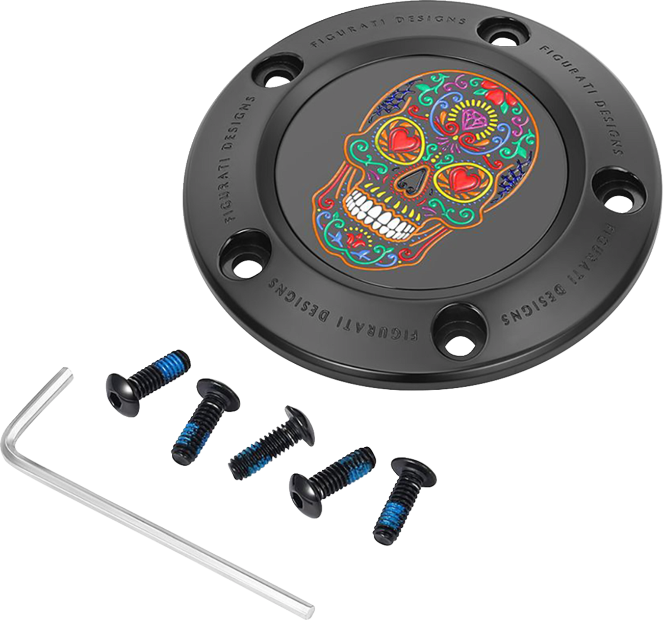 Figurati Designs Sugar Skull Black Timing Cover for 1999-2017 Harley Twin Cam