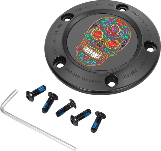 Figurati Designs Sugar Skull Black Timing Cover for 1999-2017 Harley Twin Cam