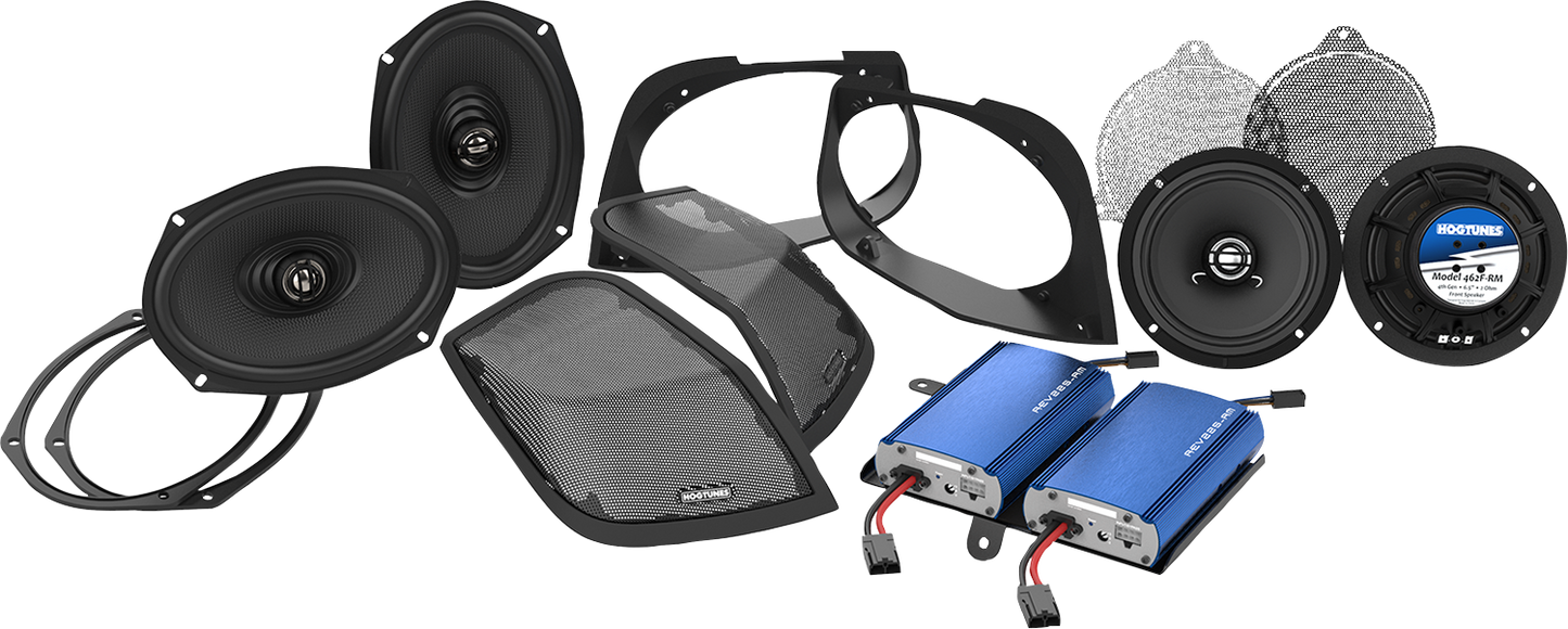 Hogtunes Cut In Lid Speaker & 450W Amplifier Kit fits 2014-2024 Harley Touring