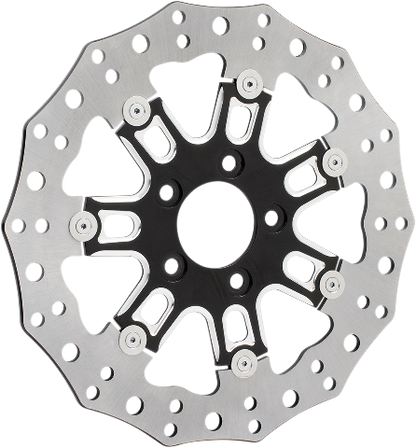 Arlen Ness Single Black Front 7 Valve Brake Rotor 2006-17 Harley Touring Softail