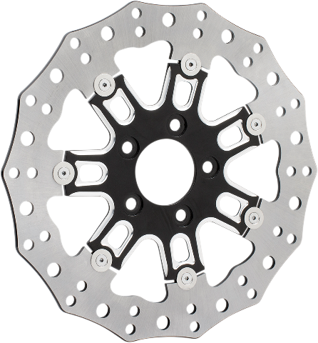 Arlen Ness Single Black Front 7 Valve Brake Rotor 2006-17 Harley Touring Softail