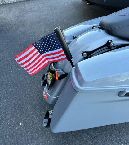 Ciro Chrome LED Lighted 12.5" Flagpole with American Flag for Motorcycle Harley