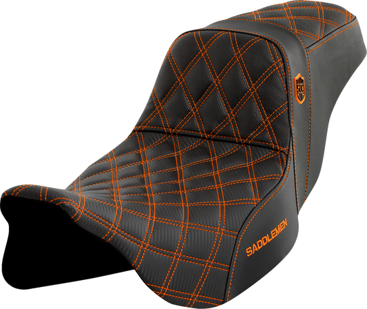 Saddlemen SDC Pro Series Orange Lattice Gel Seat fits 2008-2024 Harley Touring