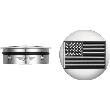 Figurati Designs B&W USA Flag Swingarm Covers for 1980-2025 Harley Davidson