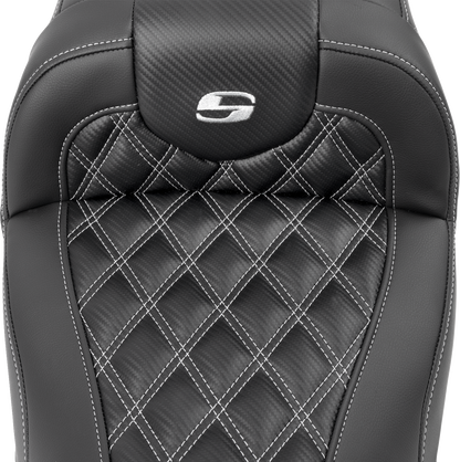 Saddlemen Roadsofa Carbon Fiber Silver Lattice Gel Seat 2023-2025 Harley Touring