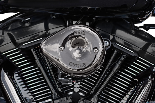 S&S Mini Teardrop Lava Chrome Replacement Air Cleaner Cover 2017-2023 Harley M8