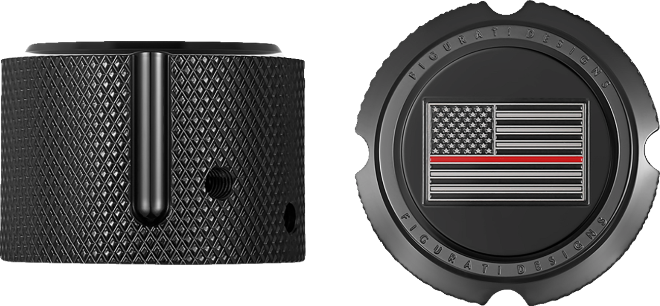Figurati Designs Front Red line Flag Axle Nut Black Covers for 2002-2022 Harley