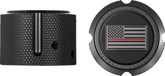 Figurati Designs Front Red line Flag Axle Nut Black Covers for 2002-2022 Harley