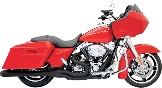 Bassani Black Road Rage II Mega Power 2-1 Long Exhaust for 99-16 Harley Touring