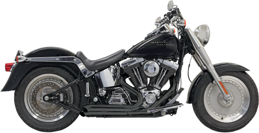 Bassani Black 2-2 Pro Street Exhaust for 86-17 Harley Softail FXST FXS FLSTN FLS