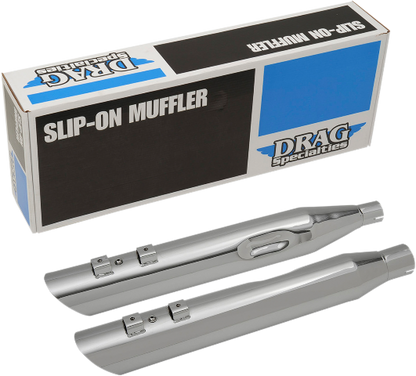 Drag Specialties Chrome 3 1/2" Slash Cut Exhaust Mufflers 2017-2022 Harley Touring