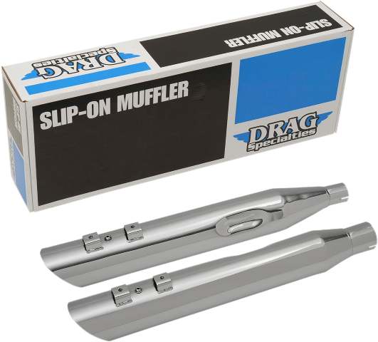 Drag Specialties Chrome 3 1/2" Slash Cut Exhaust Mufflers 2017-2022 Harley Touring