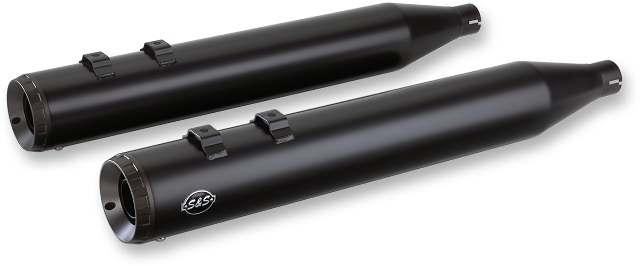 S&S Black Grand National Slip On Mufflers for 2017-2022 Harley Touring FLHR FLHX