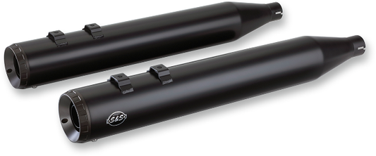 S&S Black Grand National Slip On Mufflers for 2017-2022 Harley Touring FLHR FLHX