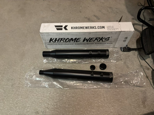 Khrome Werks 4" HP Plus Black Ripper Slip On Mufflers for 2017-25 Harley Touring