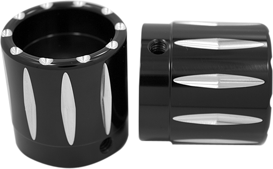 Avon Rival Front 1" Black Axle Cap Nut Covers 2000-2007 Harley Touring FLHR FLTR