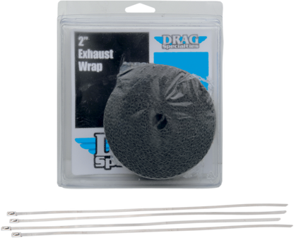 Drag Specialties Motorcycle Exhaust 2" Heat Wrap Kit Black 25 feet Drag pipe