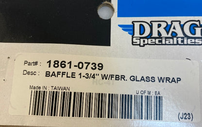 Drag Specialties Universal Firberglass Steel 1 3/4" Motorcycle Exhaust Baffle