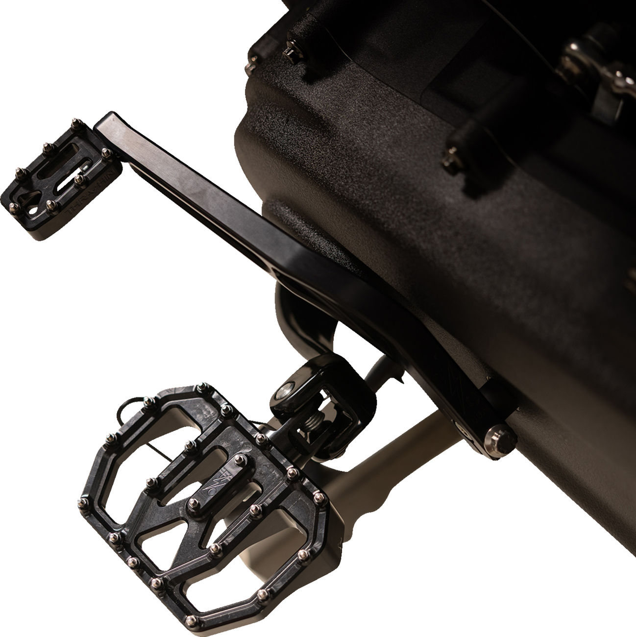 Thrashin Black Mini Aggressor Rear Floorboards for 1972-2025 Harley FXD FXR