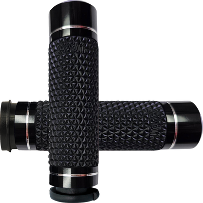 Avon K25 TBW Black Handlebar Grips Soft Diamond Knurled fits 2008-2025 Harley