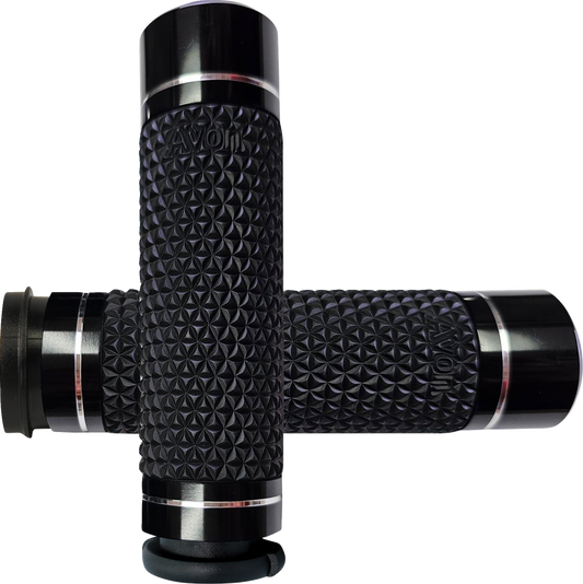 Avon K25 TBW Black Handlebar Grips Soft Diamond Knurled fits 2008-2025 Harley