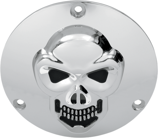 Drag Specialties Chrome 3-D Skull 3 Hole Derby Cover 69-99 Harley Davidson FXDL