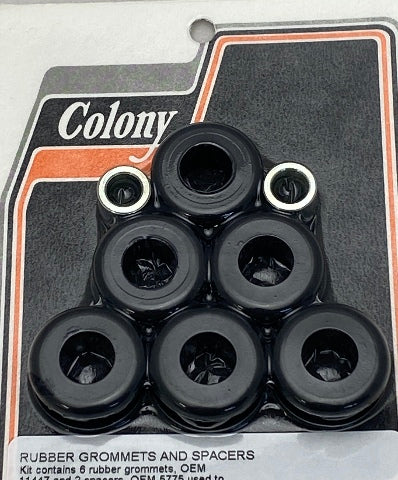 Colony Black Rubber 6 Pack Tank Grommet Kit fits 1984-1999 Harley Dyna Softail