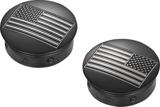 Figurati Designs B&W USA Flag Black Swingarm Covers for 1980-2025 Harley