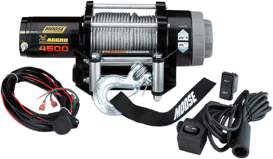 Moose Utility Black 4500 lb. 50' Wire Rope Aggro UTV ATV Off Road Winch