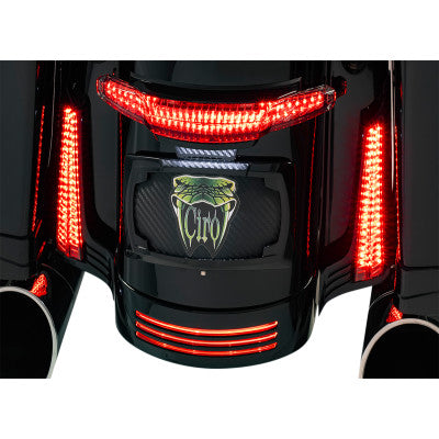 Ciro Black Saddlebag Red LED Filler Panel Lights fits 2014-2020 Harley Touring