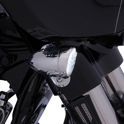 Ciro Fang Chrome Front & Rear Dual LED Turn Signal Insert Kit Harley Davidson