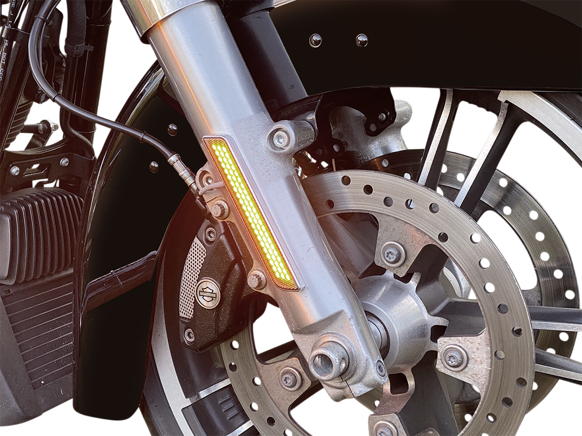 Custom Dynamics Chrome LED Front Fork Leg Reflector Lights 2014-2025 Harley